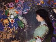 Odilon Redon Portrait of Violette Heymann, oil